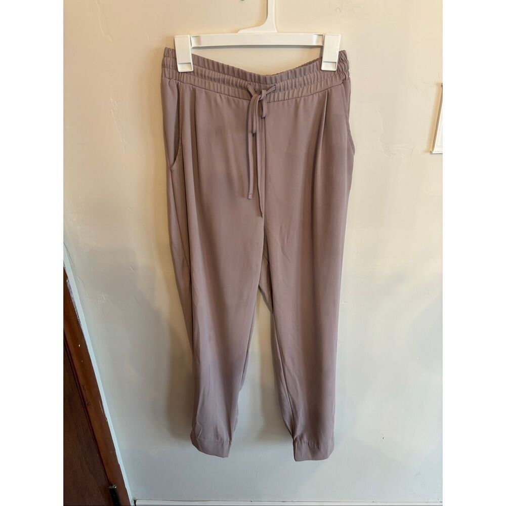 MELLODAY Purple Taupe Stone Tapered Trousers Large Adjustable Waist Tie Work Pan